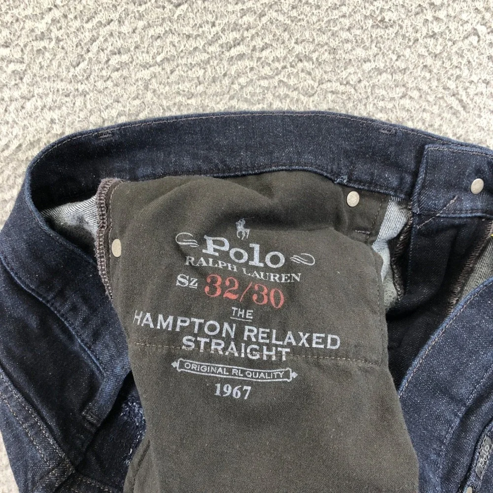 Polo Ralph Lauren Jeans Mens 32x30 Blue Hampton Relaxed Straight Dark Wash Denim